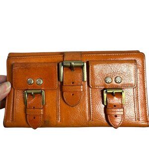 Mulberry Blenheim Buckle Wallet Leather Vintage Burnt Orange